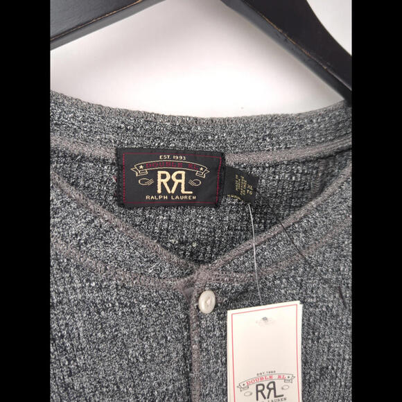 [SOLD] NWT DOUBLE RL RRL Men's Sz XL Grey Cotton Henley Long Sleeve RALPH LAUREN - Picture 3 of 7